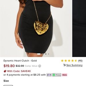 Fashion Nova Gold Heart Clutch